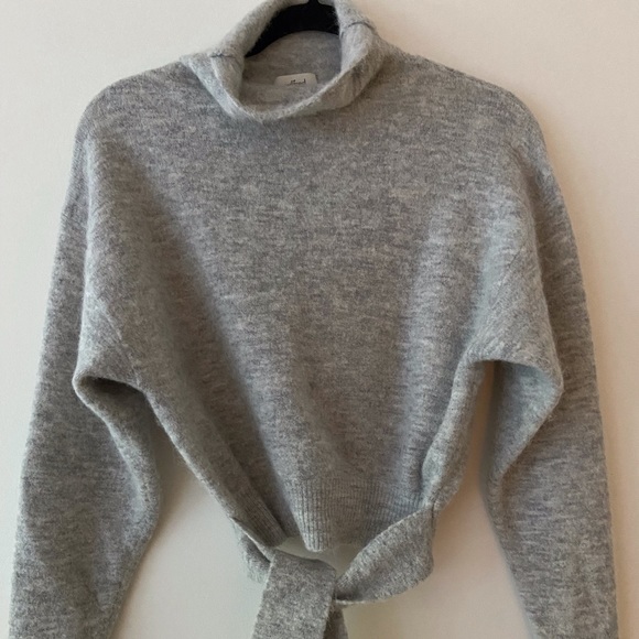 Aritzia Wilfred Lorin Tie Front Angora Sweater Grey - Picture 2 of 6